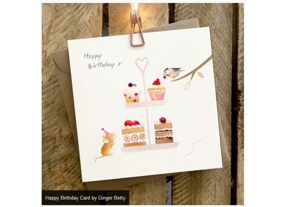 Cake Stand - Happy Birthday Card by Ginger Betty