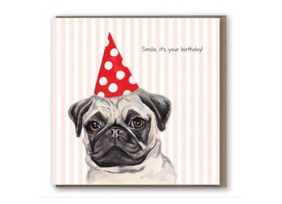 Party Pug - Smile, it's your birthday! card by lilwabbit
