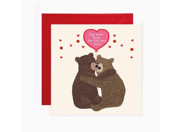 Big Bear Hugs Handmade Valentine's Card by Apple & Clover