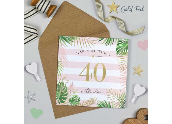 40 Pink Candy Stripe Card by Michelle Fiedler