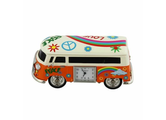 Orange Hippie Camper Miniature Clock