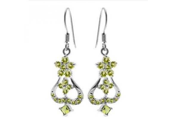 925 Silver & Peridot set Chandelier style Drop Earrings