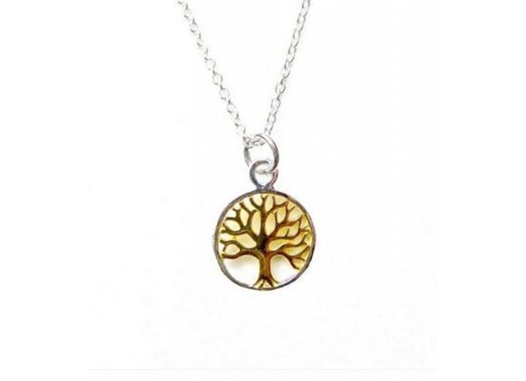 Small 925 Silver & Gold Plated Tree Of Life Pendant and Chain