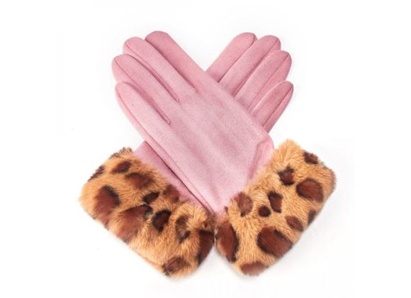 Pink  / Faux fur Gloves