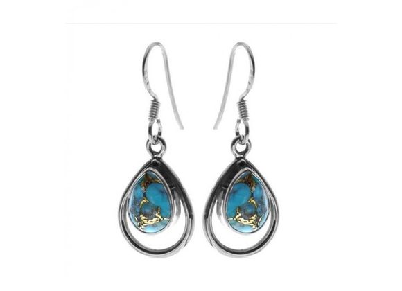 925 Silver & Blue mohave turquoise teardrop Earrings