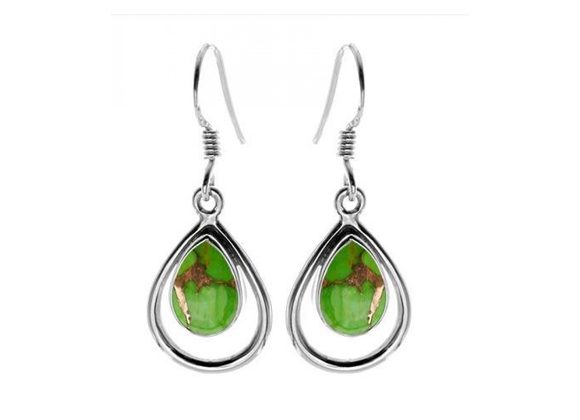 925 Silver & Green mohave turquoise teardrop Earrings