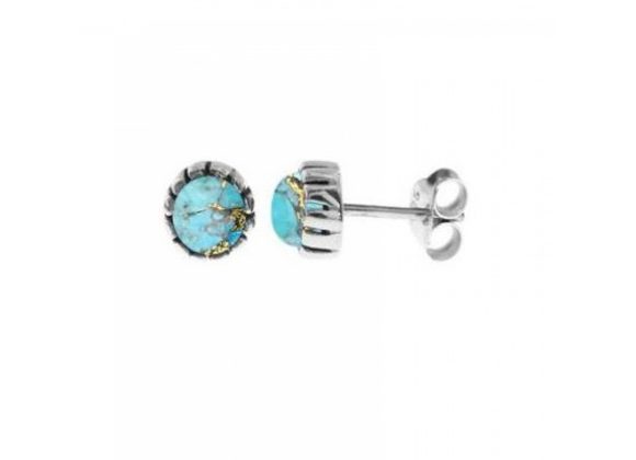 925 Silver blue mohave turquoise Round studs 