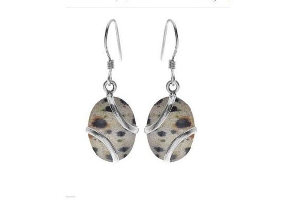 925 Silver & Dalmatian Jasper Drop Earrings