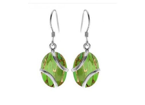 925 Silver & Green mohave Turquoise Drop Earrings