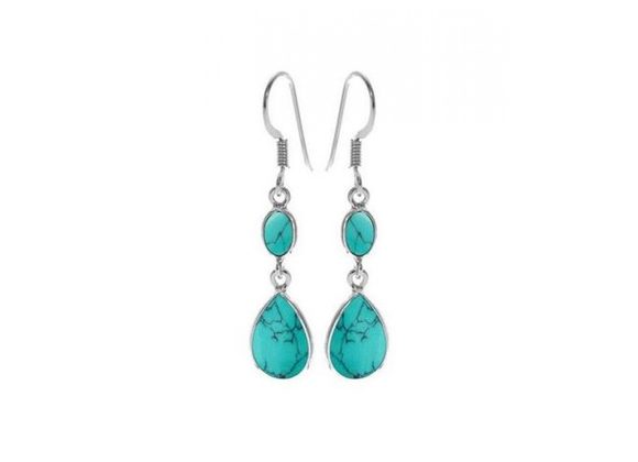 925 Silver and double drop Turquoise earrings