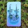 Chunky Teal puzzle piece double dangle earrings