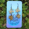  Gold Glitter puzzle piece double dangle earrings