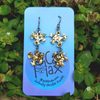 Chunky Gold puzzle piece double dangle earrings