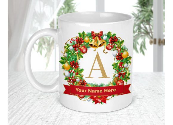 Christmas Wreath Personalised Mug