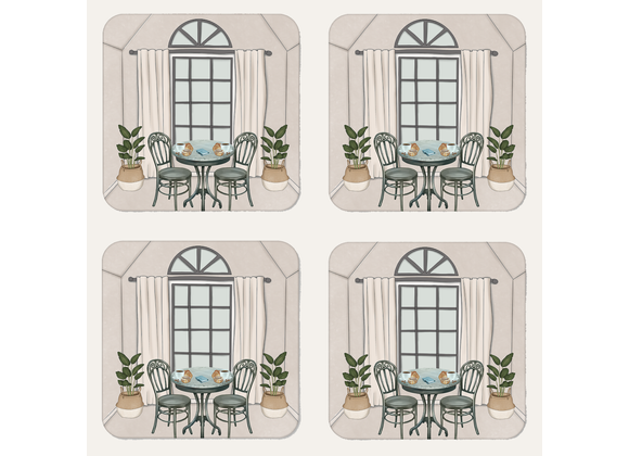 Set of 4 coffee afternoon coasters