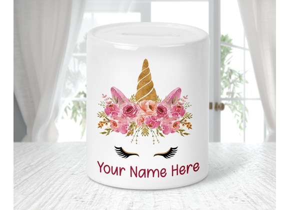 Personalised Unicorn Head Money Box