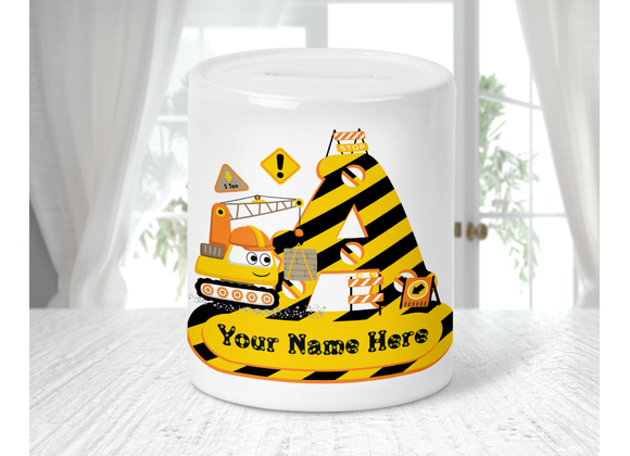 Personalised Construction Alphabet Money Box