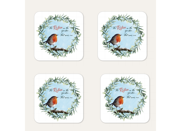 A Set of 4 Robin in The Garden Memorial Coasters