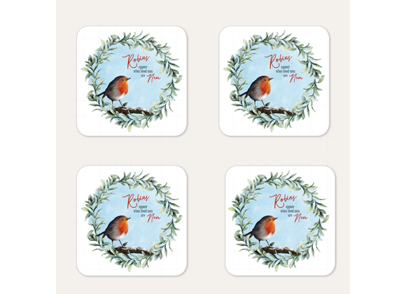 A Set of 4 When Robins Appear Memorial Coasters