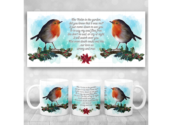 Robin in the Garden memorial mug 