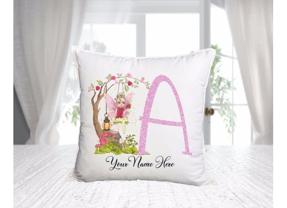 Personalised Fairy Alphabet Soft Feel Cushion, Letter Cushion A–Z, 45cm Square