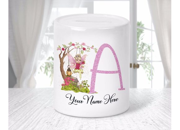 Personalised whimsical fairy alphabet money box