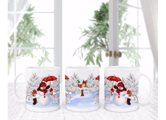 Snowman with an umbrella mug