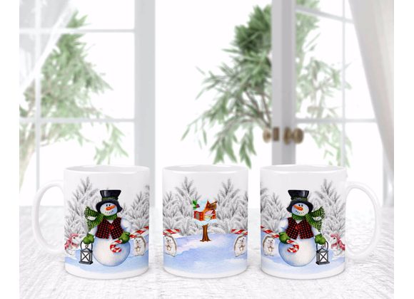 Snowman with a tophat mug