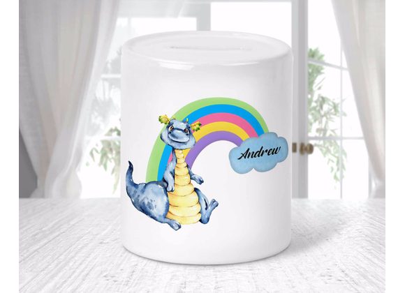 Personalised Blue Dragon Money Box