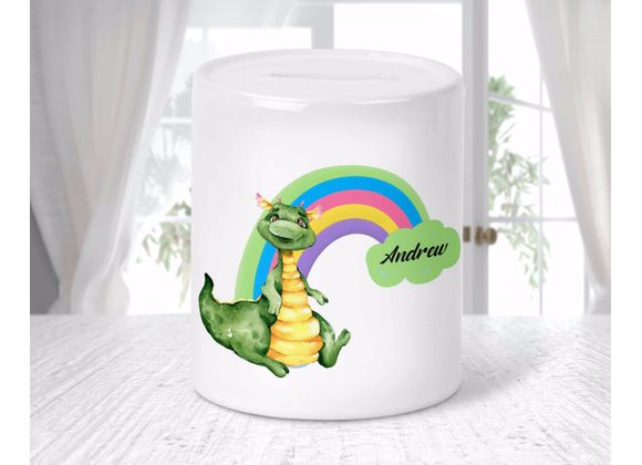 Personalised Green Dragon Money Box