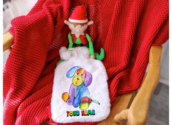 Personalised toy dog hot water bottle