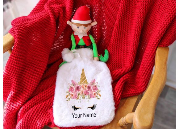 Personalised unicorn head hot water bottle