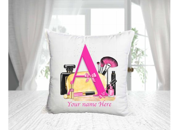 Personalised makeup scene alphabet cushion