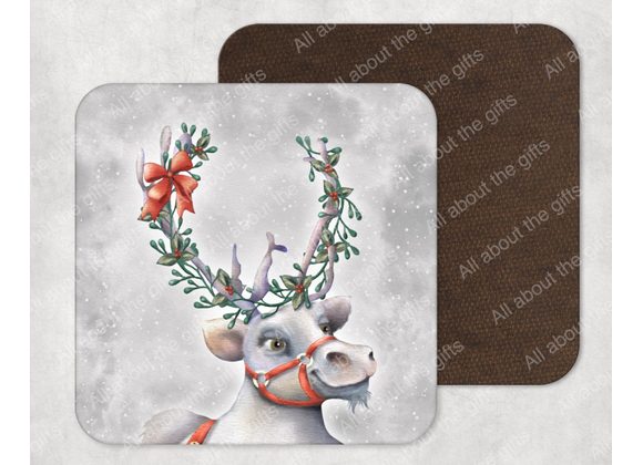 Christmas reindeer single coaster 