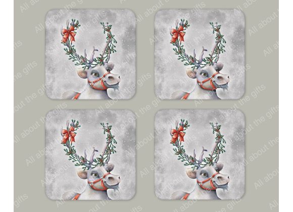 Christmas Reindeer coaster set of 4 
