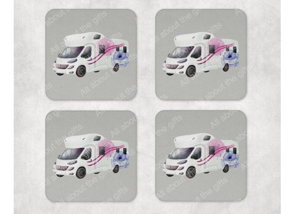 Motorhome scene coasters set of 4