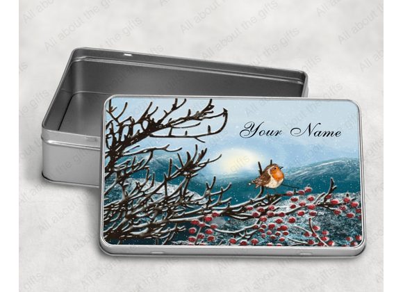 Personalised Robin scene tin
