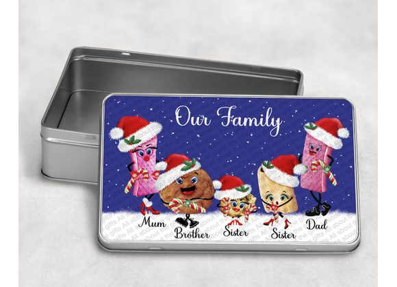 Personalised Family Christmas treat tins