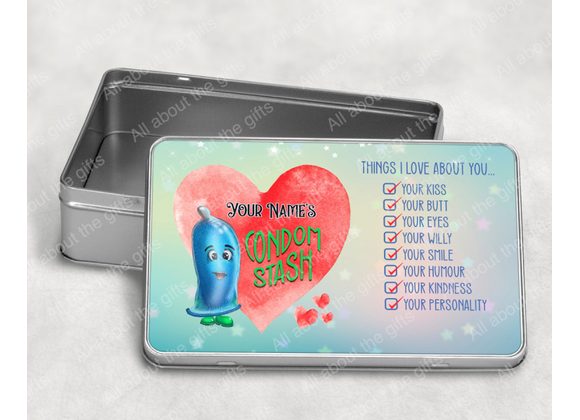 Personalised Cute condom stash tin 