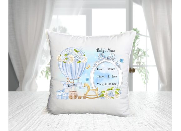 Baby boy birth stats cushions 