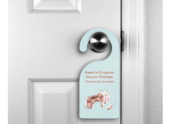 Pink Game controller game in progress door hanger