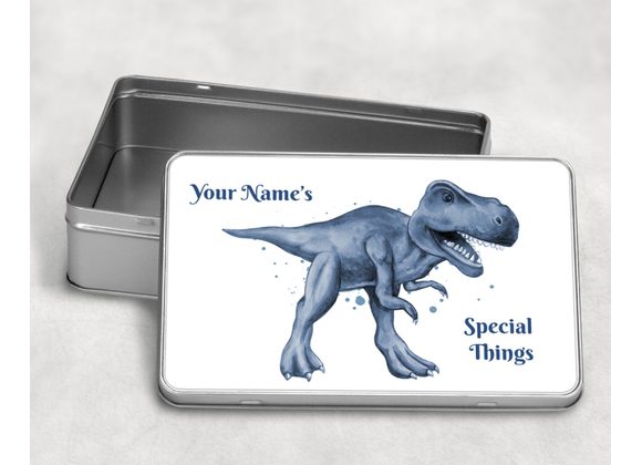 Personalised Blue dinosaur Tin