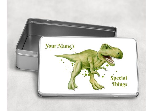 Personalised Green dinosaur Tin