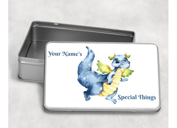 Personalised Blue dragon tin