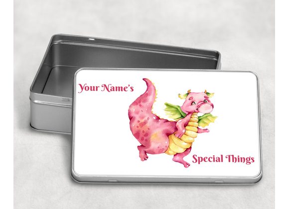 Personalised Pink Dragon tin