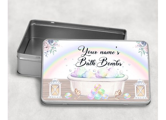 Personalised bath bomb tin