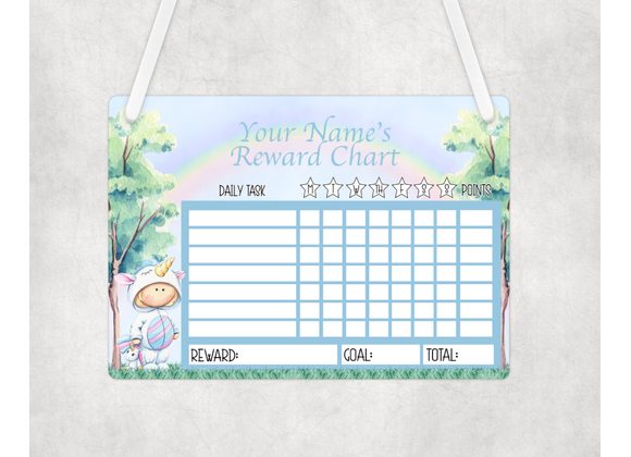 Boy unicorn rewards chart