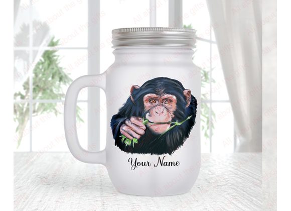 Personalised Chimp mason jar