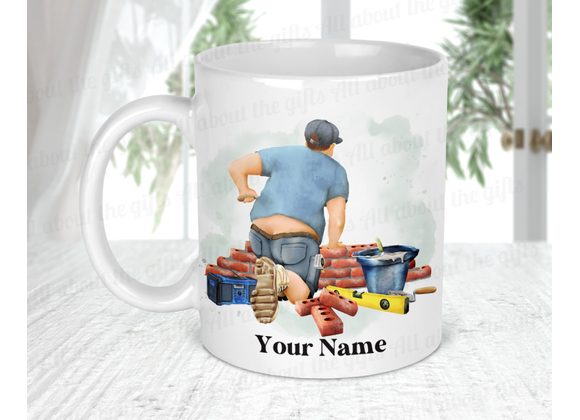 Personalised Left handed Brickie mug