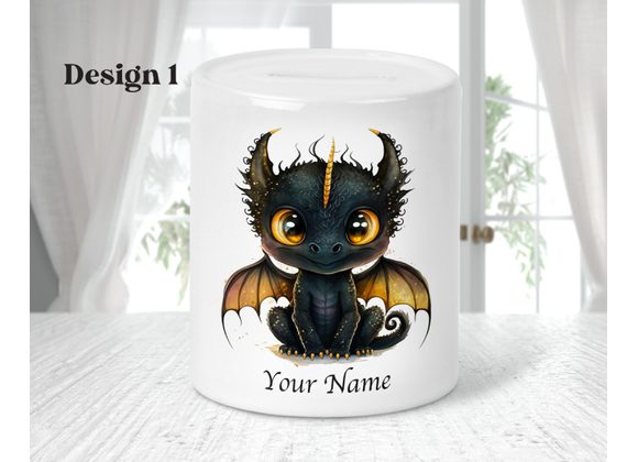 Personalised Cute Black dragon money box